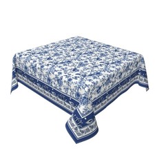 Sorktse Blue Floral Square 60 Inch Vintage Blue And White Floral Table Cloth