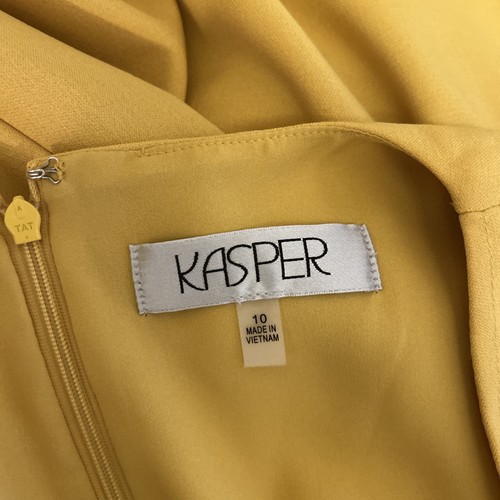 Kasper Sheath Dress 10 Mustard Yellow Sleeveless Career Professional Work - Picture 2 of 5