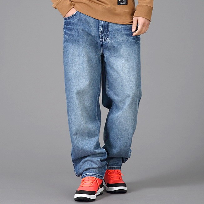 Mens Hip-Hop Stonewashed Denim Jeans – Relaxed Loose Fit
