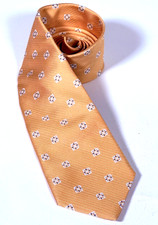 Brooks Brothers Gold w/ Blue White Pure Italian Silk Tie Made In USA. RN 93986