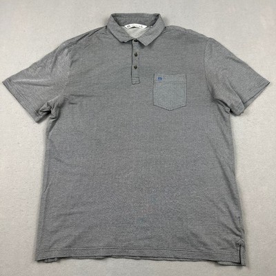 Travis Mathew Polo Shirt Men Extra Large Grey Wave Stripe Golf Pocket XL