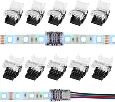 10 Packs 4 Pin LED Strip Connectors, Led Connectors for Waterproof 0.39In / 10Mm