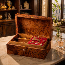 Joyero grande de madera personalizado, madera Thuya Burl, organizador de joyas