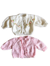 Vintage VTG Animal Button Rose Floral Knit Cardigan Sweaters Infant Baby Girl