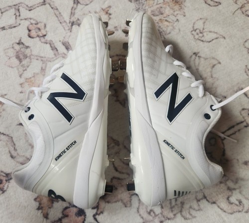 New Balance Uomo Tg. Scarpa da baseball 10 4040 V5 in metallo bianca nuova senza etichetta - Foto 6 di 6