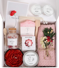 Rose Spa Gifts for Women - 12Pc Self-Care Spa Gift Basket with Scented Candle, B