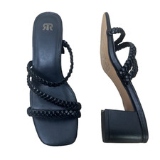 La Redoute Sandals Women's Black Size UK 5 EU 38 Braided Strappy Block Mid Heels