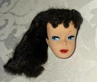 Vintage 1960s Ponytail Barbie Doll Head Brunette with Poodle Bangs & Silky Hair