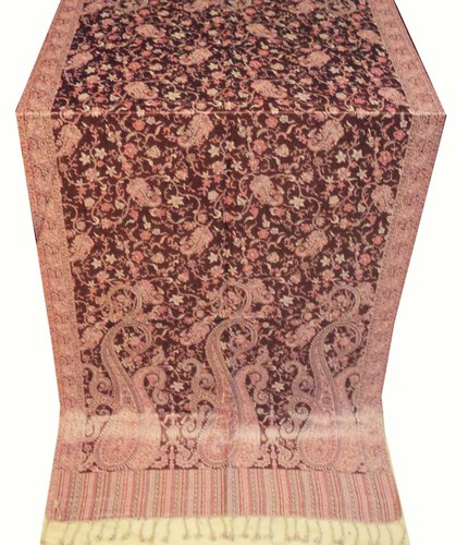 Stylish Silk Jamavar Shawl Paisley India Jamawar Pashmina Wrap Shawl Throw 80" - Picture 6 of 6