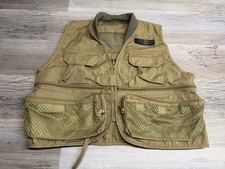 Vintage Orvis Fly Fishing Vest Mens XS USA Made Khaki Multi Pocket Mesh