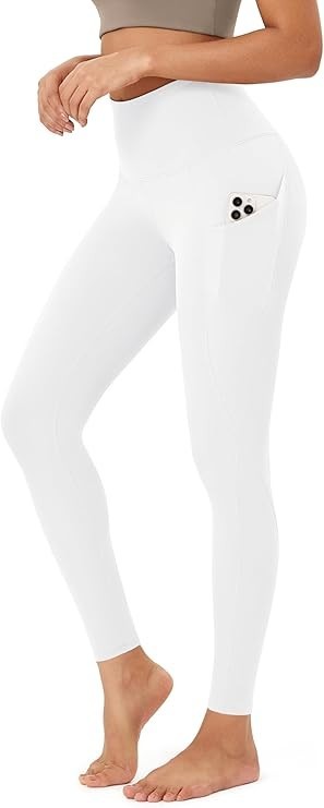 ODODOS Size Medium Women’s White Yoga Leggings with Pocket 28