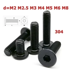 Black 304 Stainless Steel Hex Socket Ultra Thin Flat Wafer Head Screw Bolt