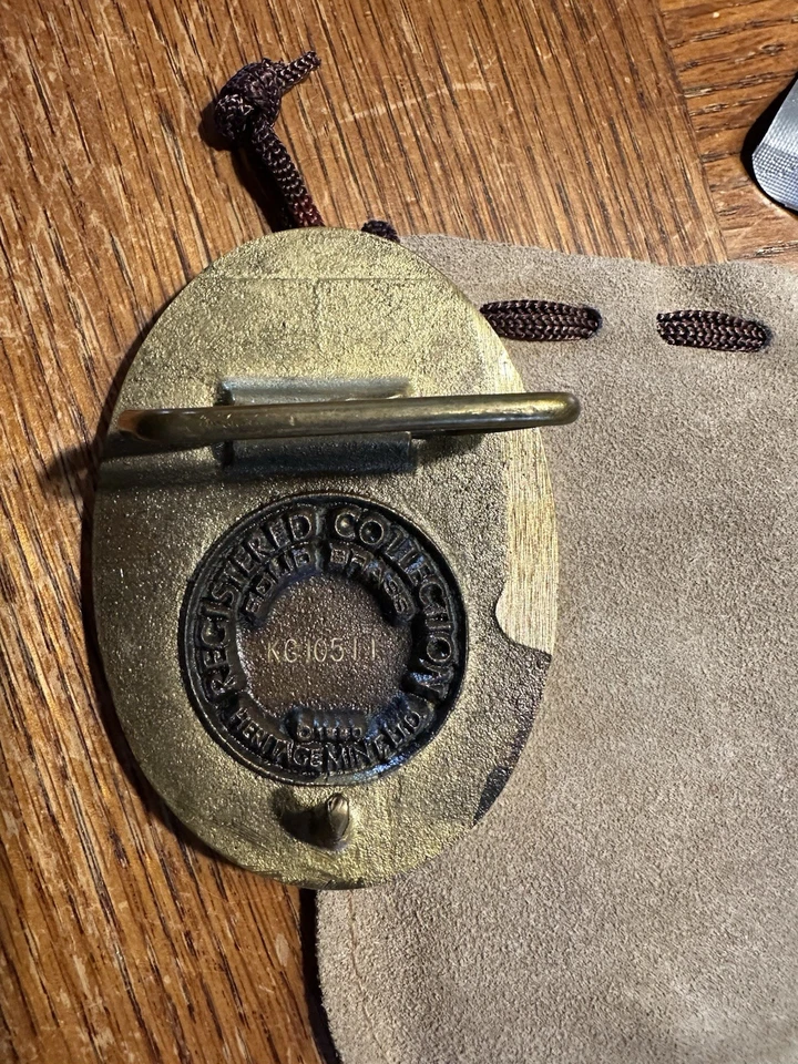 Vintage Heritage Mint Ltd West Virginia Brass Belt Buckle Original Pouch - Image 4 of 4