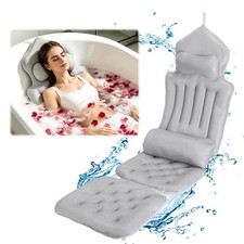 4D Full Body Bath Pillow Bathtub Soft Cushion w/ Headrest Lumbar Breathable Mat