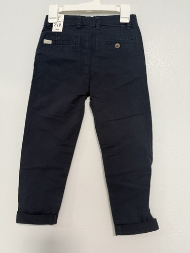 New Zara Kids Navy Blue chino pants sz 7 - Picture 3 of 6