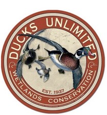 Ducks Unlimited Round Metal Tin Sign 12" Hunting Cabin Home Decor 1900