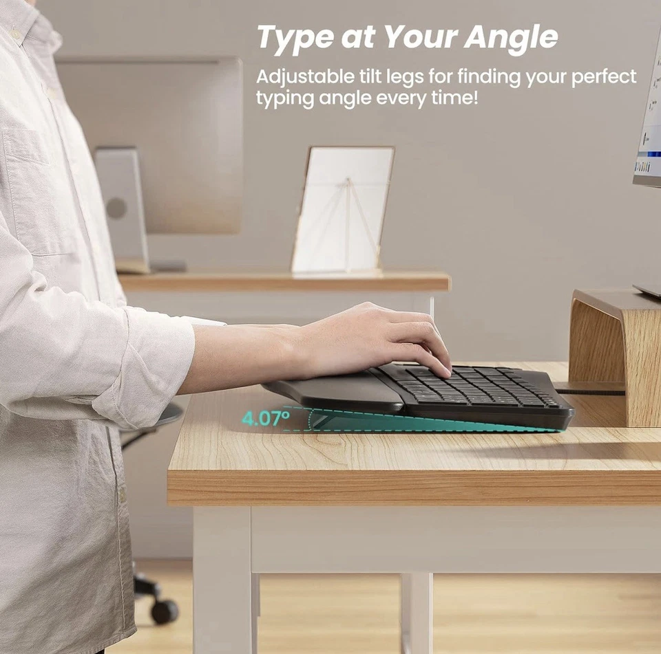 Nulea RT05B Wireless Ergonomic Keyboard, Split Keyboard w/ Cushioned Wrist Rest - Image 4 of 4