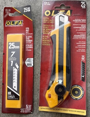 OLFA 25mm Utility Knife Heavy Duty Snap Off Blade Fiberglass Handle With Blades