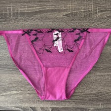 Pink By Victoria  s Secret Large Pink Sheer Mesh Halloween String Bikini Panties