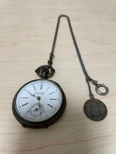 Vintage Japanese MA900 Mechanical Pocket Watch Chain Included Used