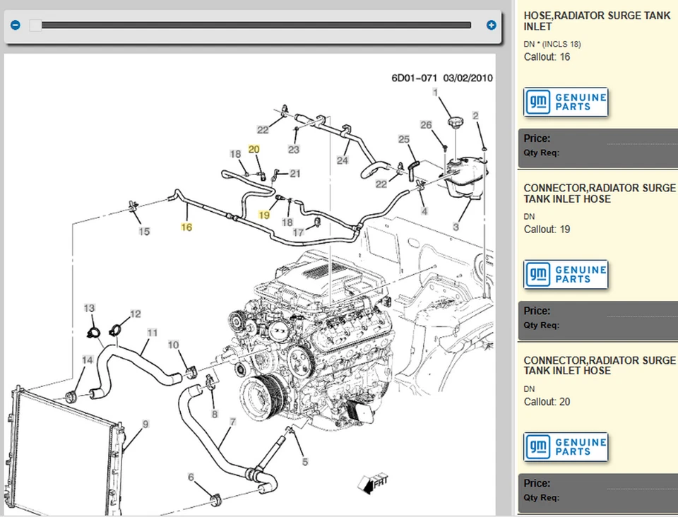 Genuine GM Radiator Surge Tank Inlet Outlet Hose 2009-2015 Cadillac CTS V 6.2L - Image 3 of 4