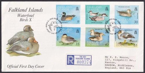 Falkland Islands 1999 QEII Waterfowl Official Regd First Day Cover - Fox Bay