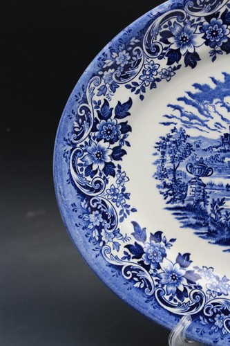 Vintage Churchill Englische Szene Oval Servierplatte Blau & Weiß 12" - Bild 6 von 8