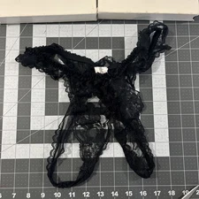 VTG Fredericks Of Hollywood Panties Size L Black Lace Crotchless Goth - New