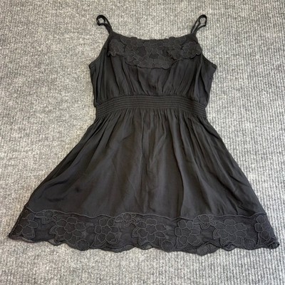 XXI Women's S Black Lace Trim Cami Mini Dress Smocked Waist Boho Fairy  Spaghetti | eBay