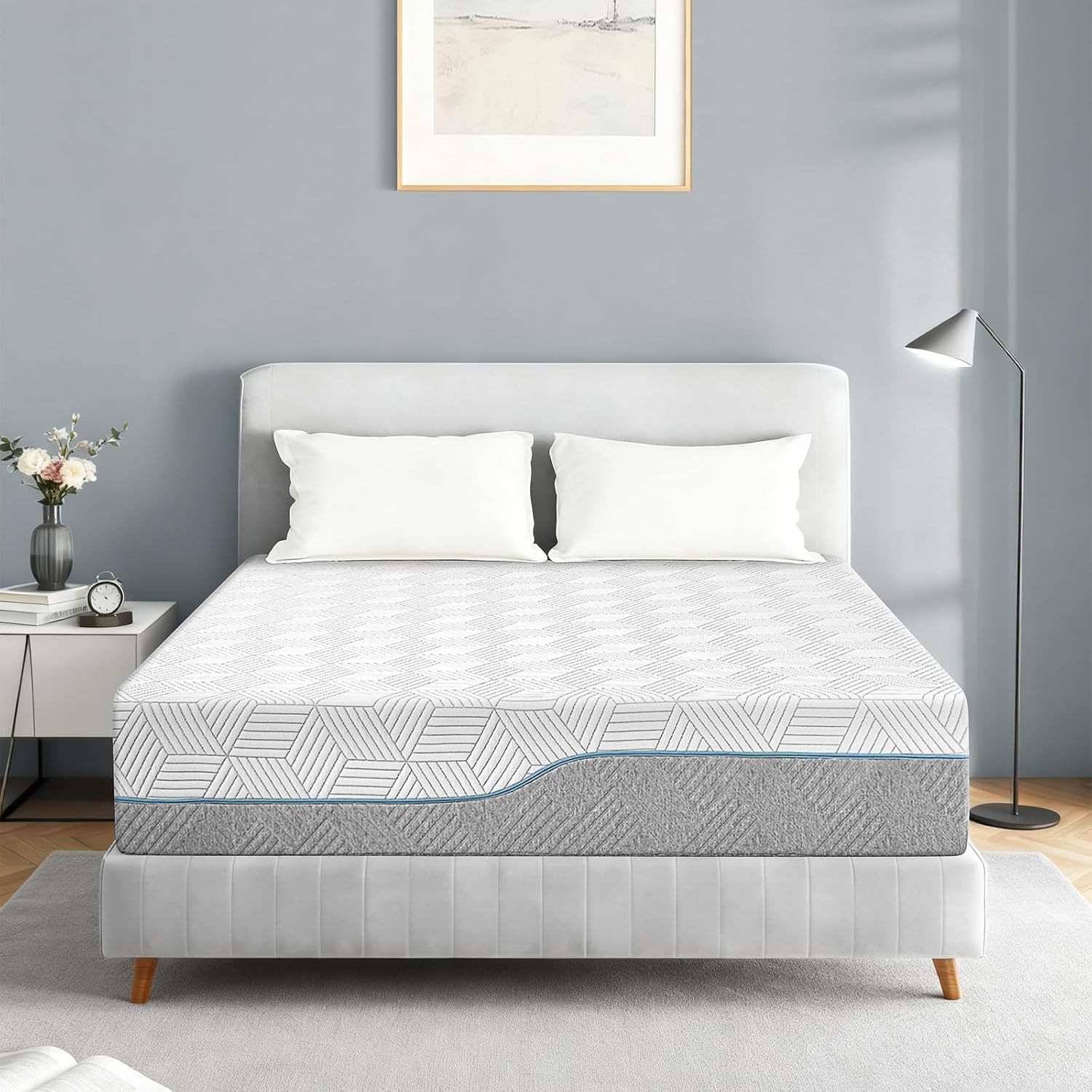 14" Extra Firm Memory Foam Queen Mattress, Cool Green Tea, CertiPUR-US