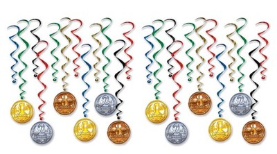 Beistle Award Medal Whirls 24 Piece Sports Party Supplies Hanging Spiral
