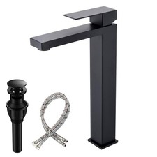 Bathroom Sink Faucet, Matte Black Tall Vessel Sink Faucet, Single Hole Tall B...