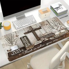 40 90cm Wooden Cross  Floral Bible Verse Mouse Pad - Durable Anti-Slip Rubber B