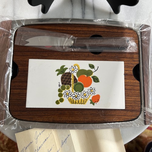 VTG Cheese Board, Server & Knife, MidCentry Modern Made in Japan Stainless Steel - Picture 3 of 6