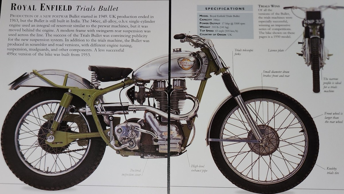 Royal Enfield Bullet Motorcycle Bike Picture Out of Print Spec