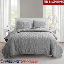 Coastal 3pc King Quilt Set Textured Sea Life Pattern Microfiber Soft Lightweight