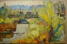Ukrainian Soviet Oil Painting Landscape realism impressionism 