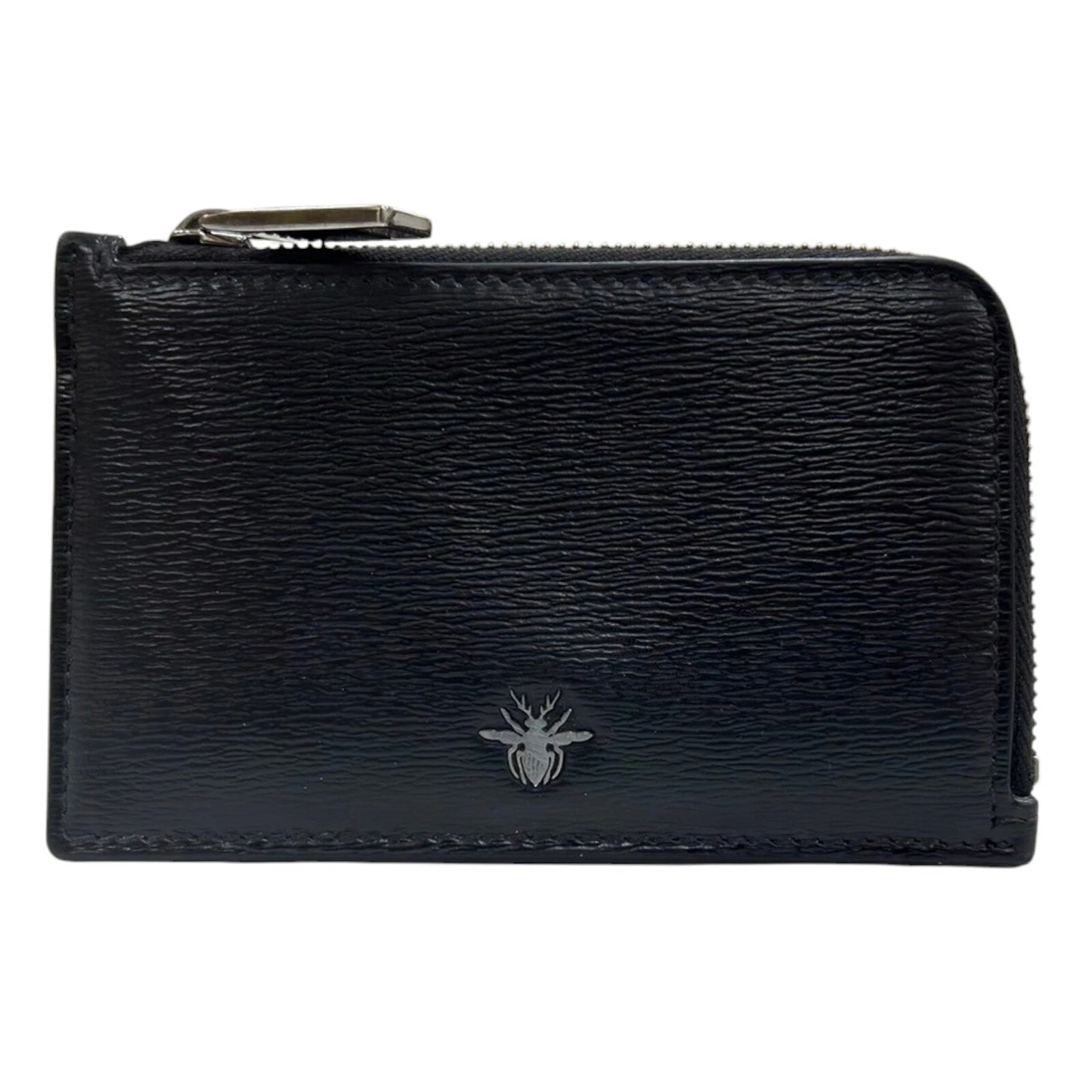 Portefeuille porte carte abeille Dior Homme cuir noir
