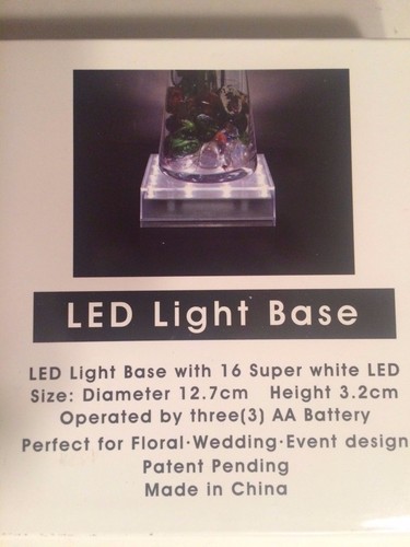 5" Square LED Vase Base Super Bright White LIght 16 LEDs