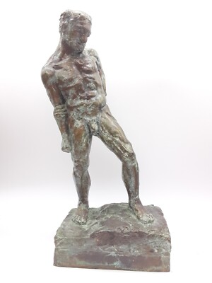 Bronze Nude Male Sculpture Lost Wax Fine Cast In The Manner Of Matisse Le Serf
