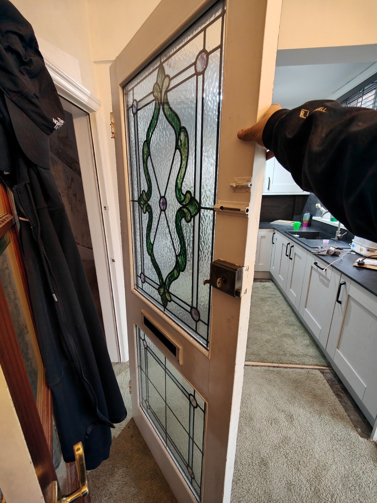 PERIOD ANTIQUE FRONT ENTRANCE DOOR Stained Leaded Glass eBay