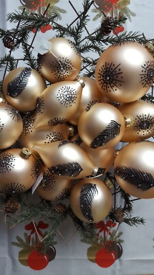 KAHEKU Christbaumkugel Set 15-teilig '' Vary '' gold/schwarz Ø 8,10