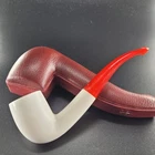 Smooth bent billiard meerschaum pipe handcarved block meerschaum by CPW #141144