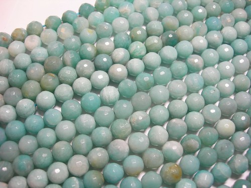 Gorgeous 8mm Faceted Round Amazonite gemstone beads - Picture 2 of 2