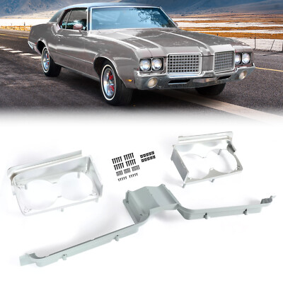 Grille Center Stone Shield & Headlamp Housing For 1971 1972 Oldsmobile Cutlass