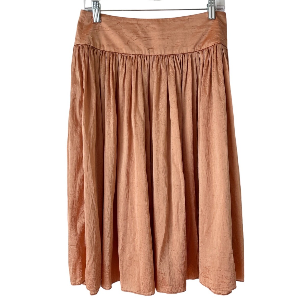 Talbots Peach Silk Blend Fit Flare Women's Midi Skirt Size