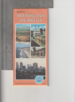 1987 Metropolitan Los Angeles California Visitor Map Guide Booklet Fold Out AAA