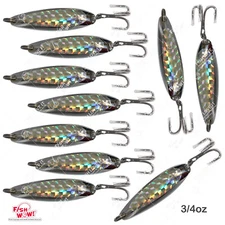 10pcs Fish WOW! 3/4oz crocodile Spoon jig 0.75oz trolling Silver Casting bait