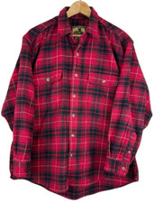 Vintage Field Stream Heavy Cotton Flannel Men's XL Buffalo Plaid Shirt Red