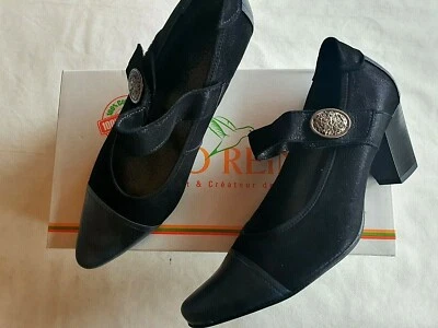 chaussures en cuir noir neuves Geo Reino modèle Bioace taille 39 (pa) - Photo 1/4